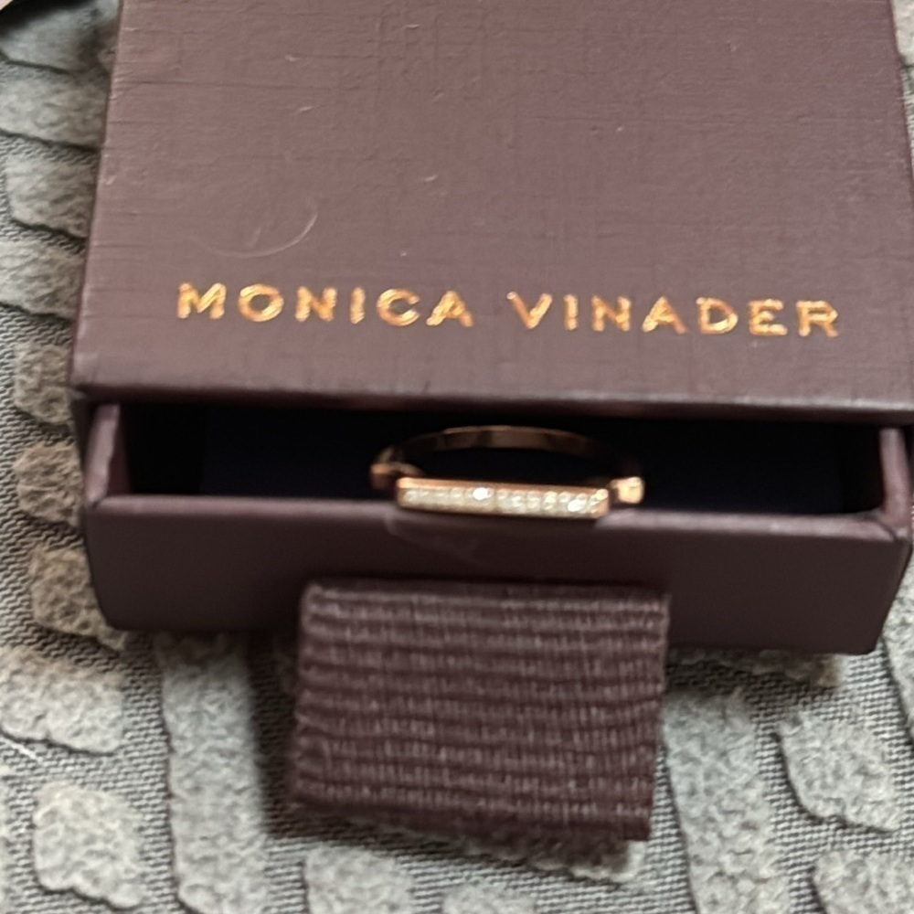 Monica Vinader Signature Ring 18k  Rose Gold Vermeil Pave 5.5 - Picture 2 of 7